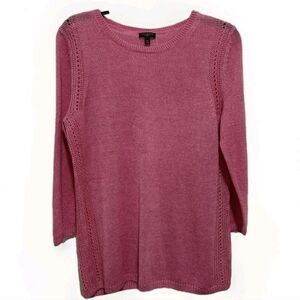 Talbots Women's MP 100% Linen Pink 3/4 Sleeve Pullover Sweater Feminine Coastal